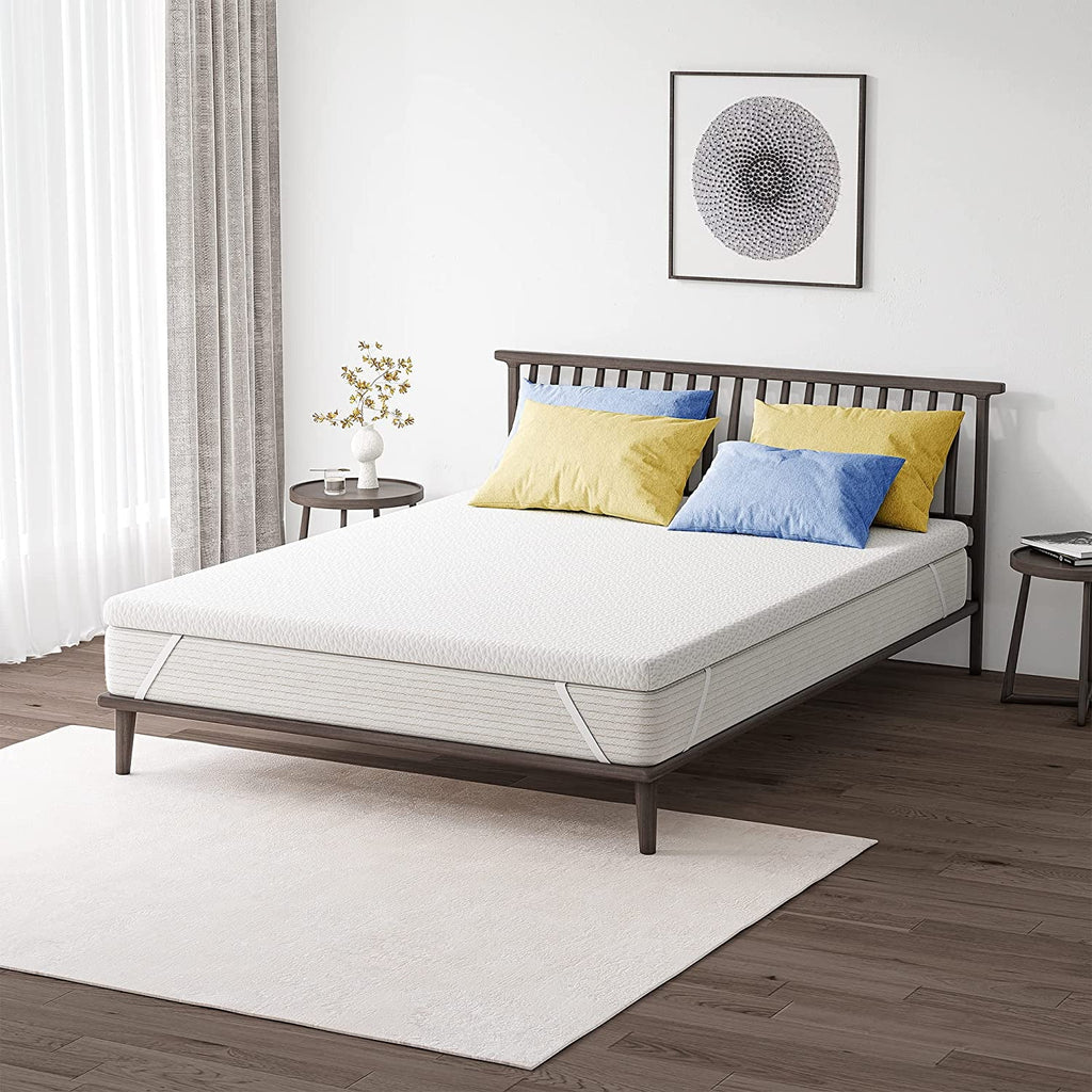 Green Tea Memory Foam Mattress Topper Queen with Zippered Bamboo Cover Z104755