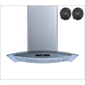 Stainless Steel and Glass Island Mount Range Hood with Touch Control and Carbon Filters P1540