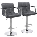 Gray Faux Leather Adjustable Swivel Counter Bar Stools B9949