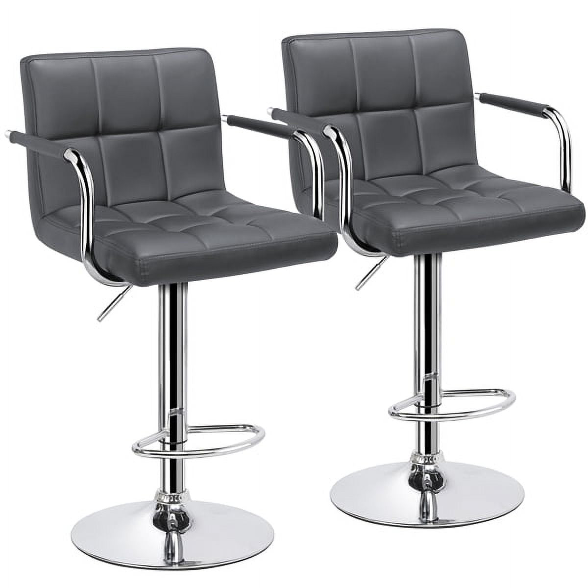 Gray Faux Leather Adjustable Swivel Counter Bar Stools B9949