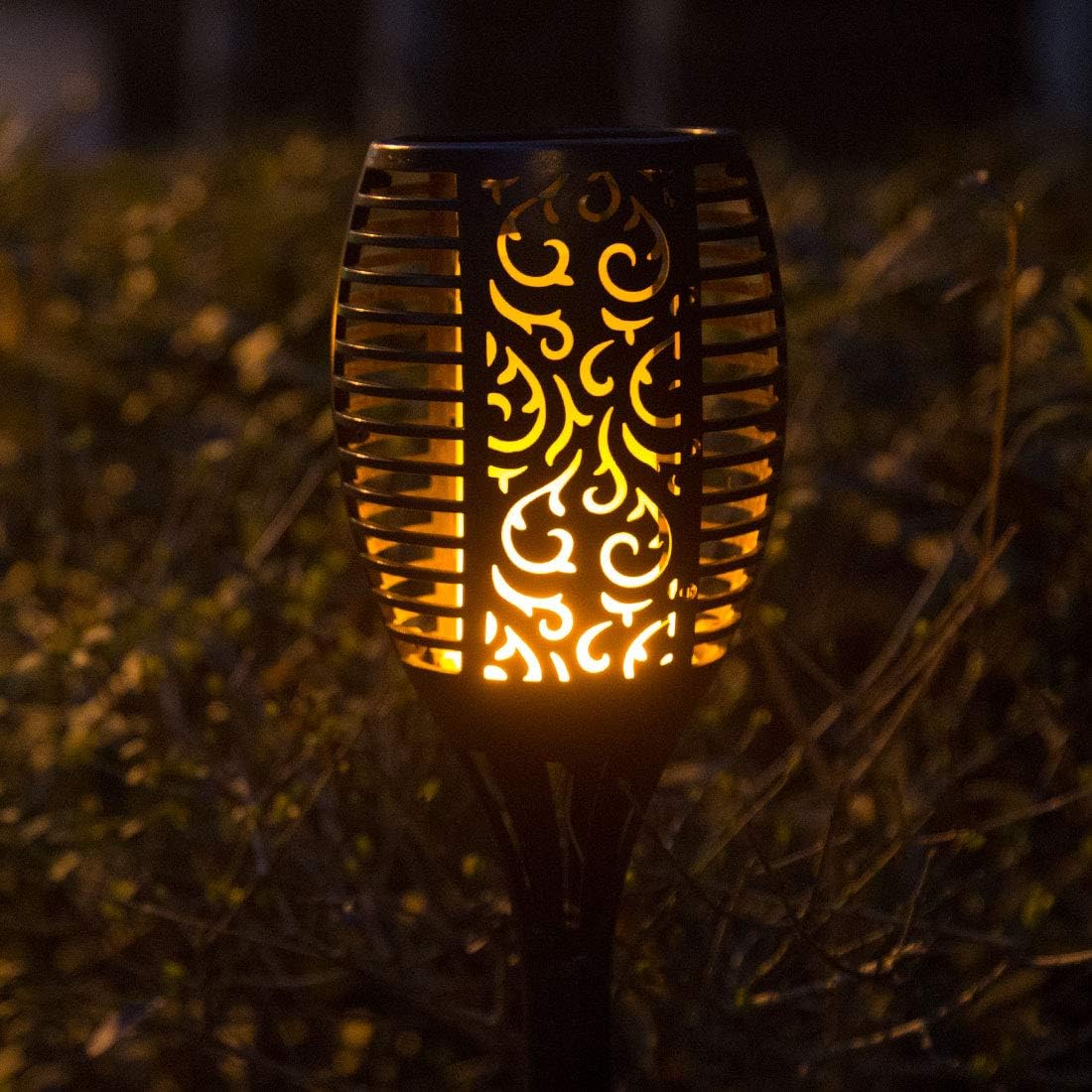 6 Pack Solar Outdoor Lights 96 LED Flickering Flames Waterproof I2061