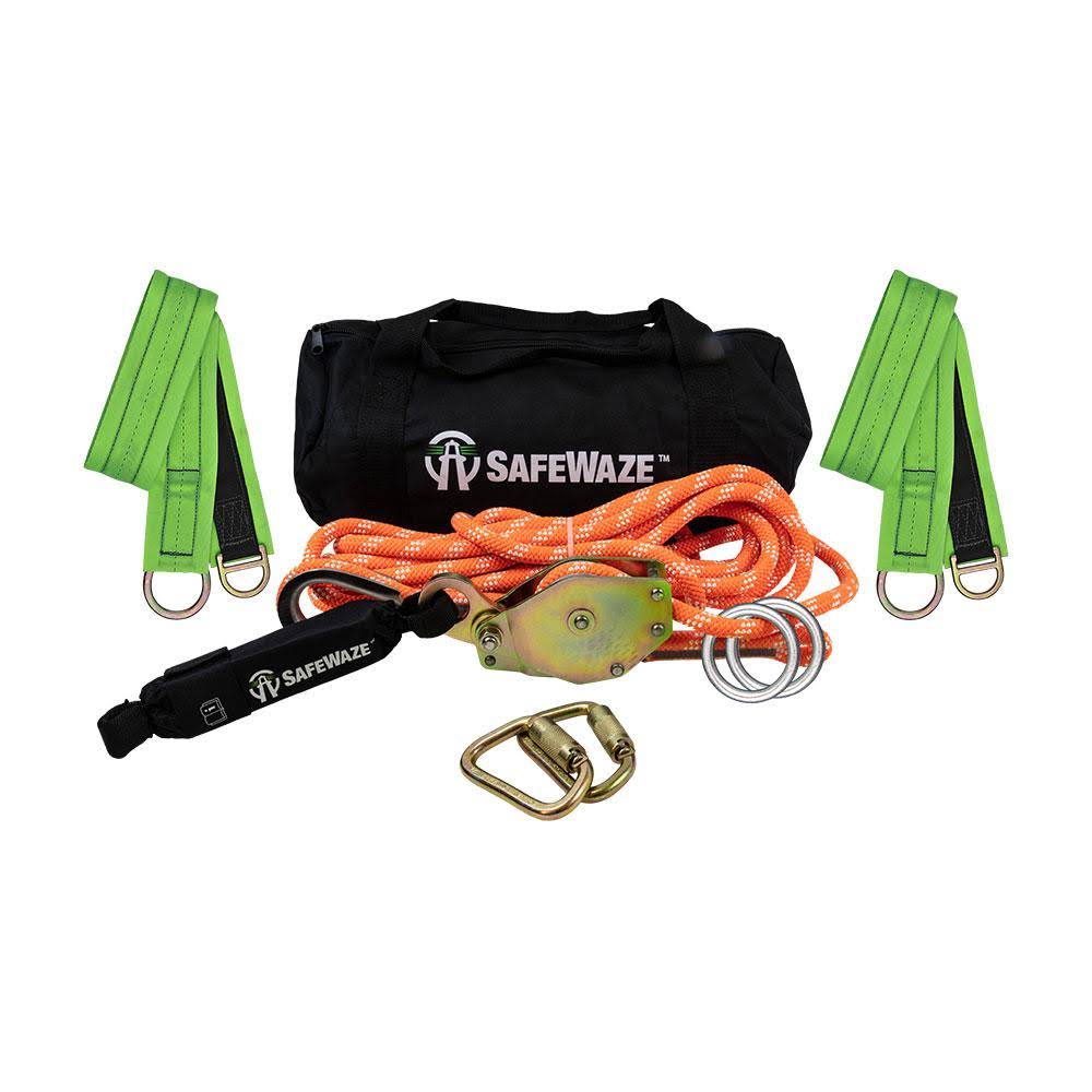 2 Person 30& Rope Horizontal Lifeline Kit with Heavy Duty Cross Arm Straps E7430