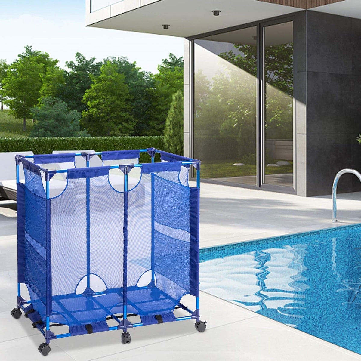 Rolling Mesh Pool Storage Organizer Bin, Pack of 2 V3793