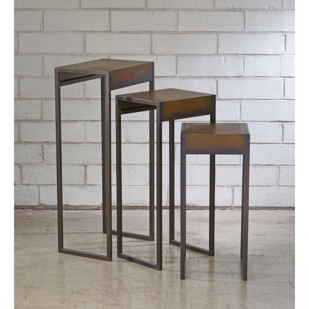Set of 3 Bronze and Black Rectangular Solid Side Table D55999