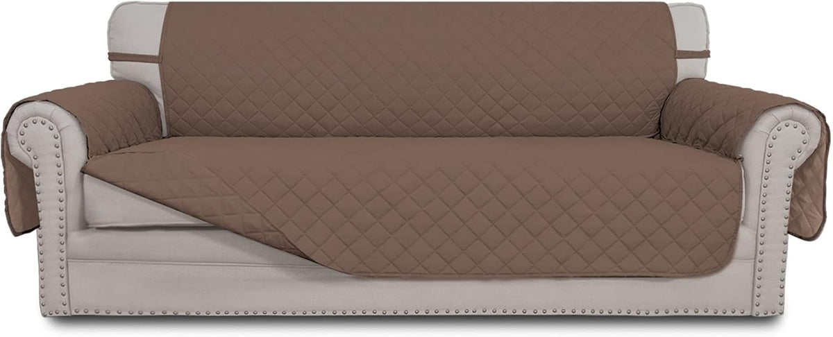 Light Gray Reversible Sofa Slipcover with Elastic Straps M8308