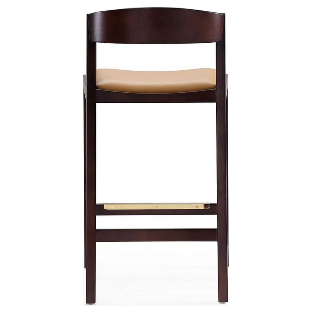 Camel and Dark Walnut Beech Wood Counter Height Bar Stool (Set of 2) W98227