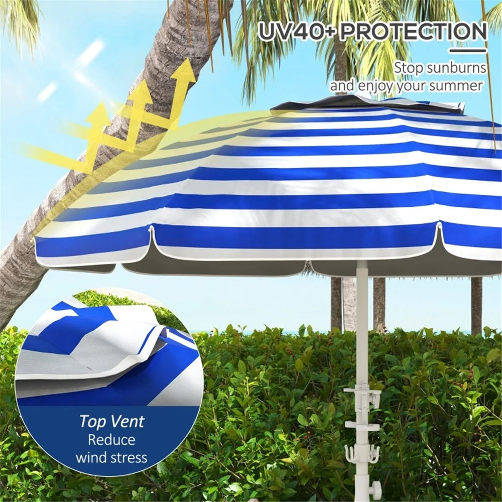 Striped Outdoor Beach Umbrella Parasol J264883