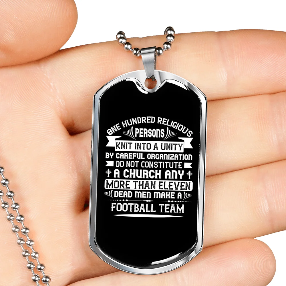 Stainless Steel or 18k Gold Dog Tag Necklace with 24" Chain A3598