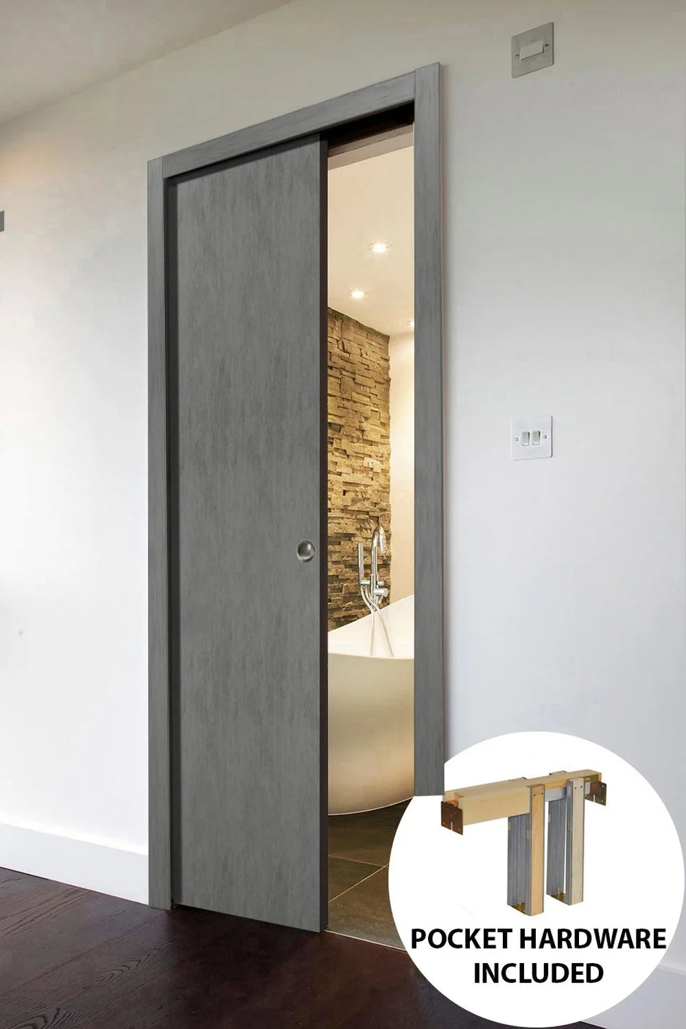 Sliding French Pocket Door 36 x 84 inches Solid Wood Interior Door T97682
