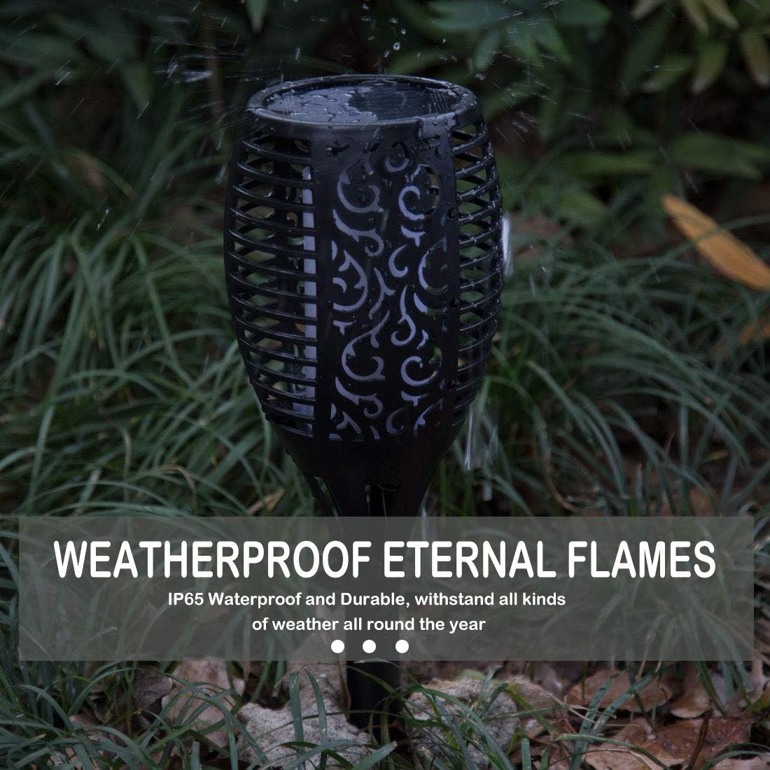 6 Pack Solar Outdoor Lights 96 LED Flickering Flames Waterproof I2061