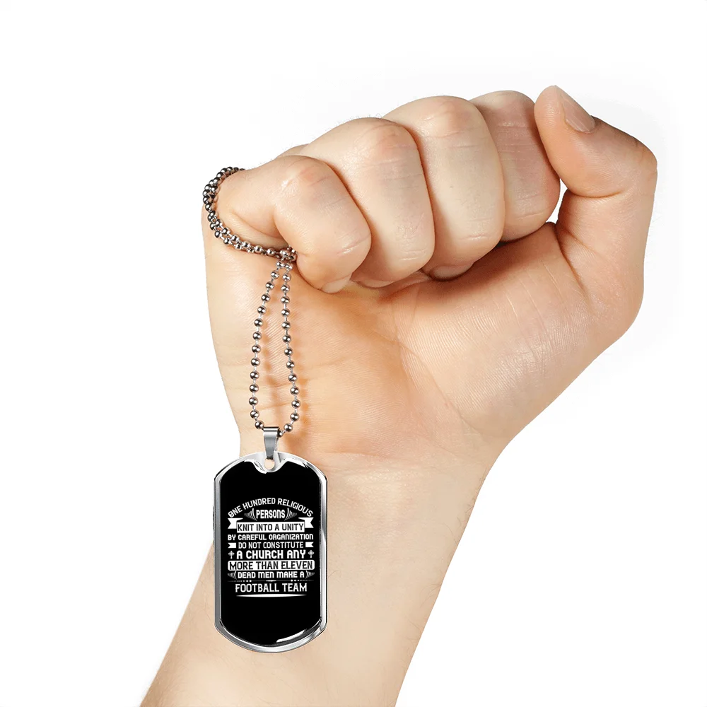 Stainless Steel or 18k Gold Dog Tag Necklace with 24" Chain A3598