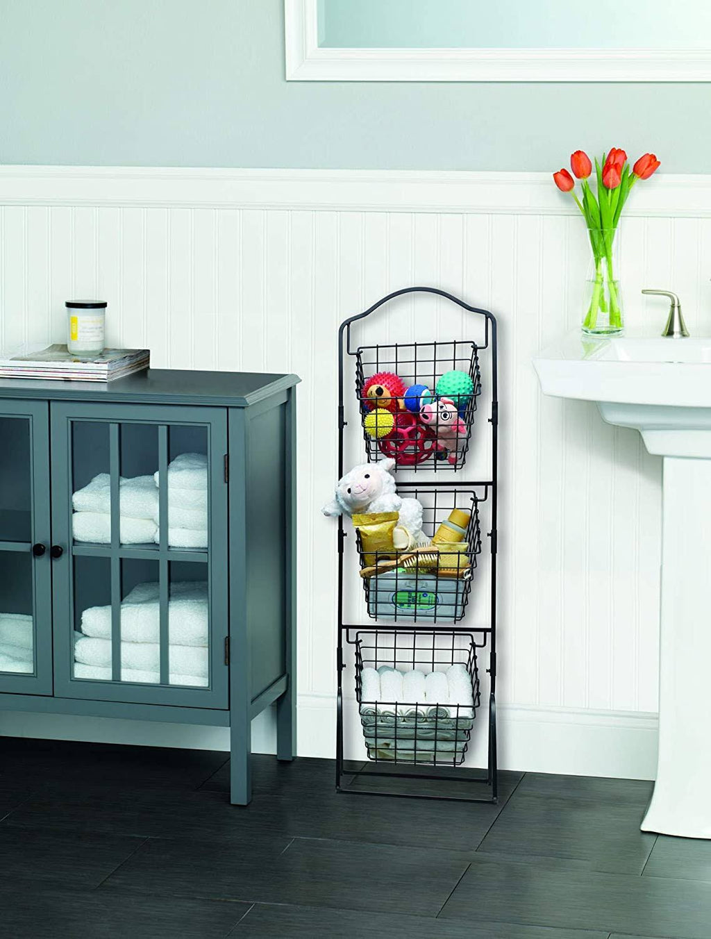 3-Tier Metal Market Basket Antique Black D6007
