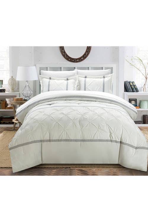 White Pinch Pleat Pintuck Duvet Cover 3-Piece Set Q687914