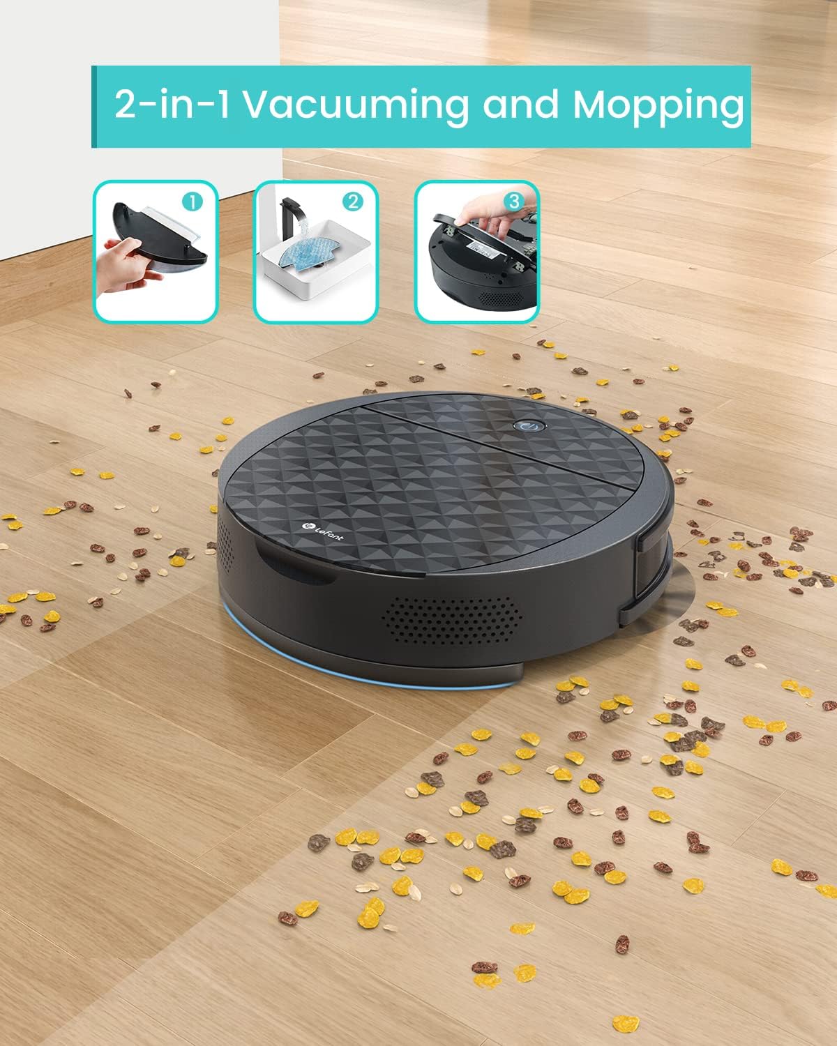 Robot Vacuum and Mop Combo, 3200Pa Suction, 150Mins Runtime I7324