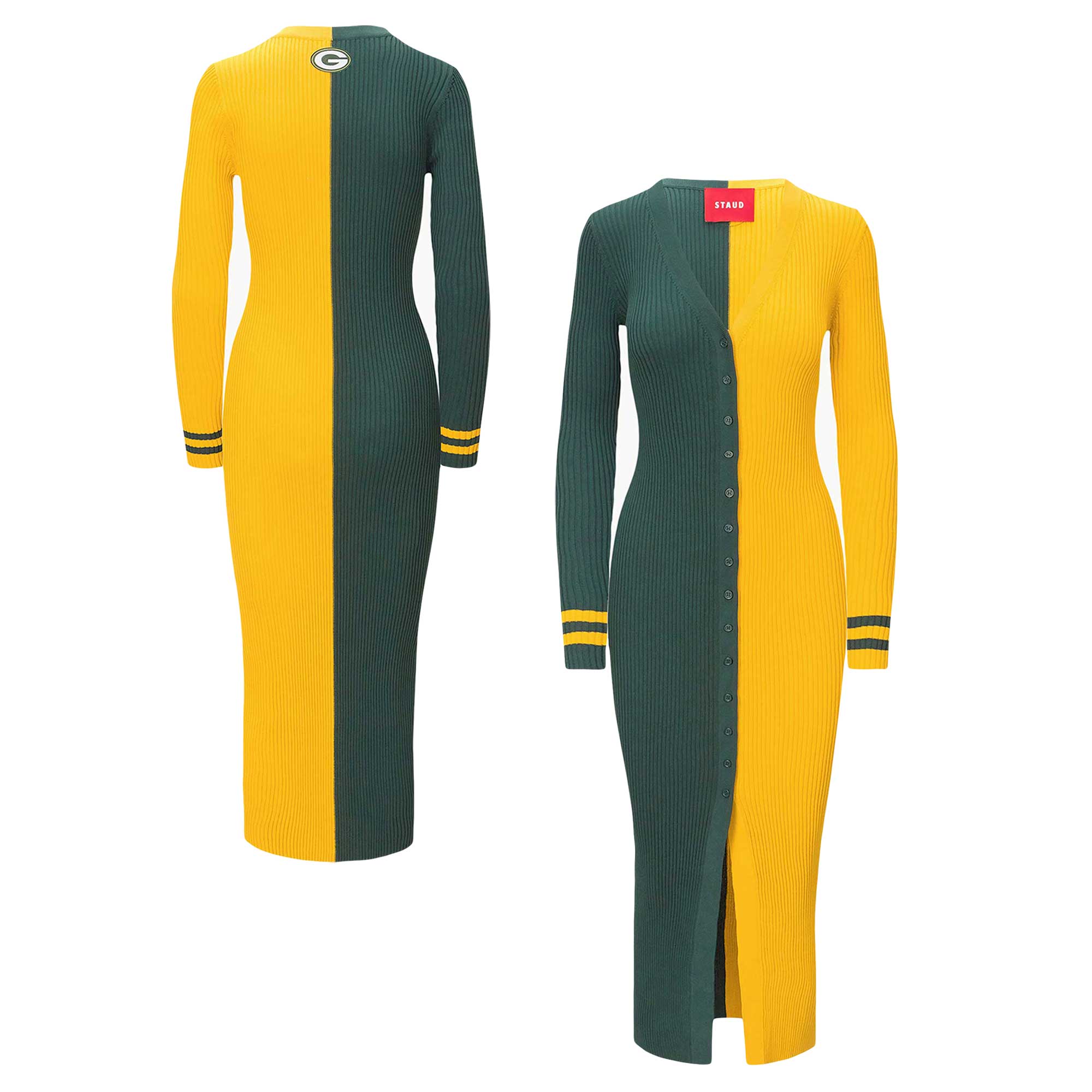 Green Bay Packers Knit Button-Up Sweater Dress M925060