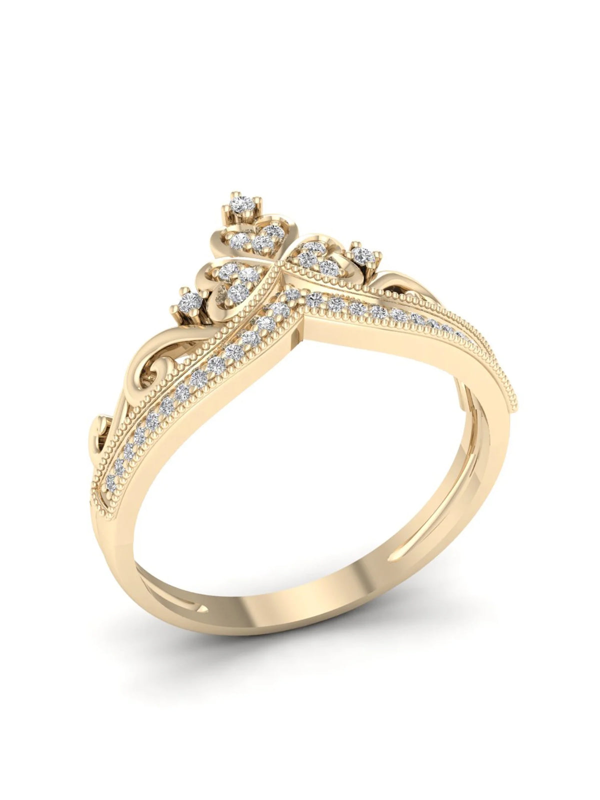 10K Yellow Gold Diamond Crown Ring H5818