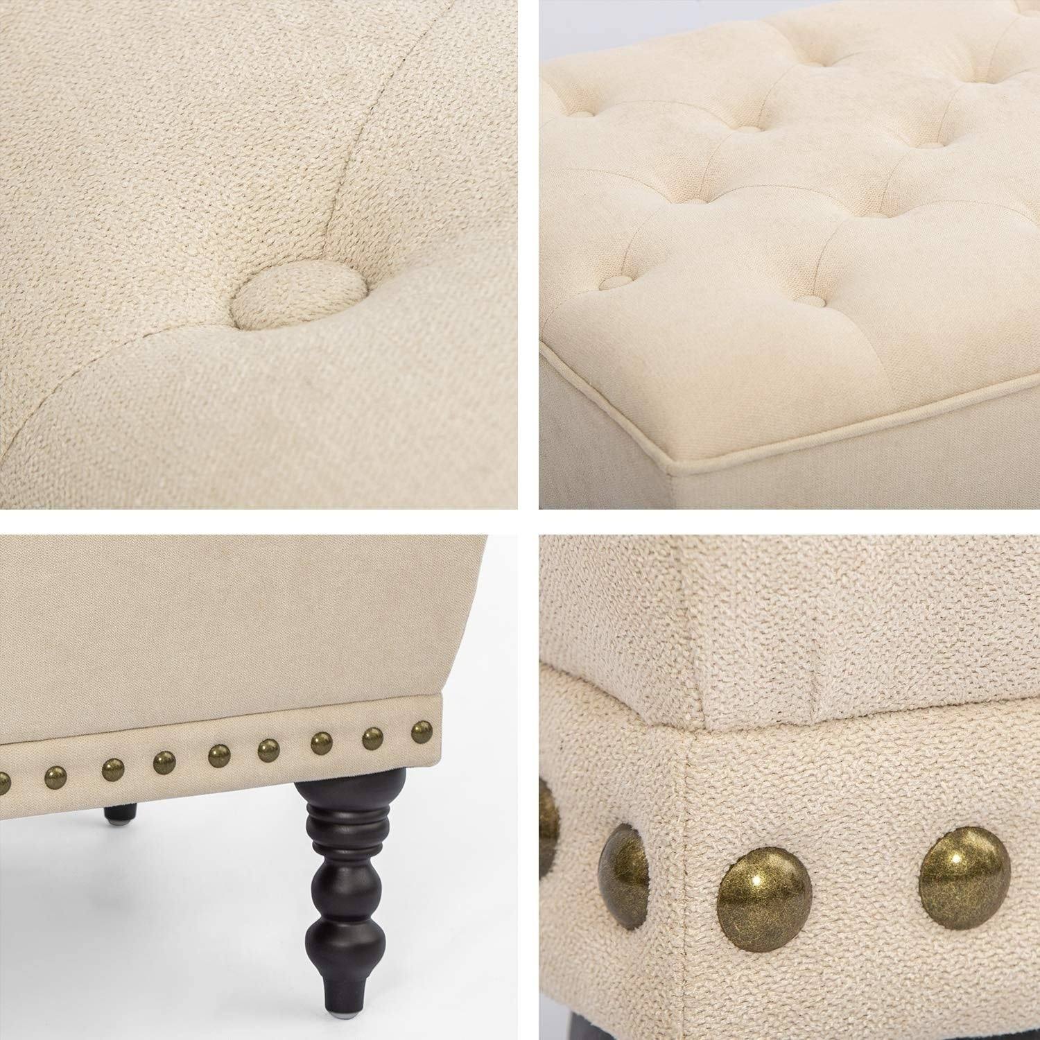Ottoman Footstool with Nailhead 17 Inches High G821227