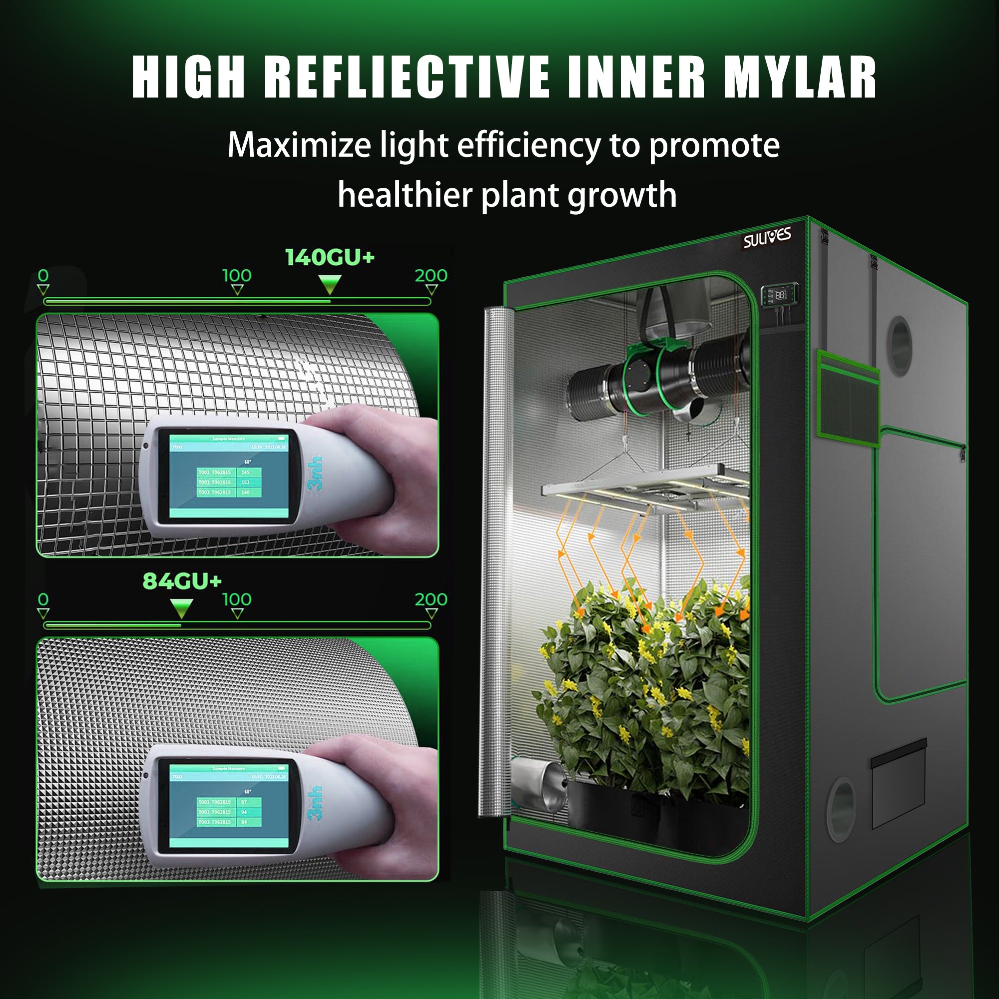 24"x24"x48" Water-Resistant Hydroponic Grow Tent with Observation Window V408315