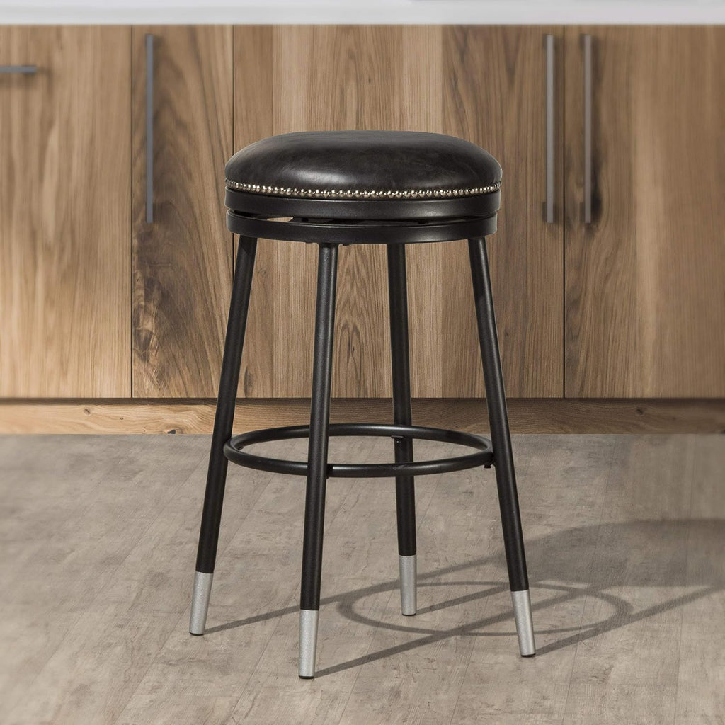 Black Metal Bar Height Stool W42716