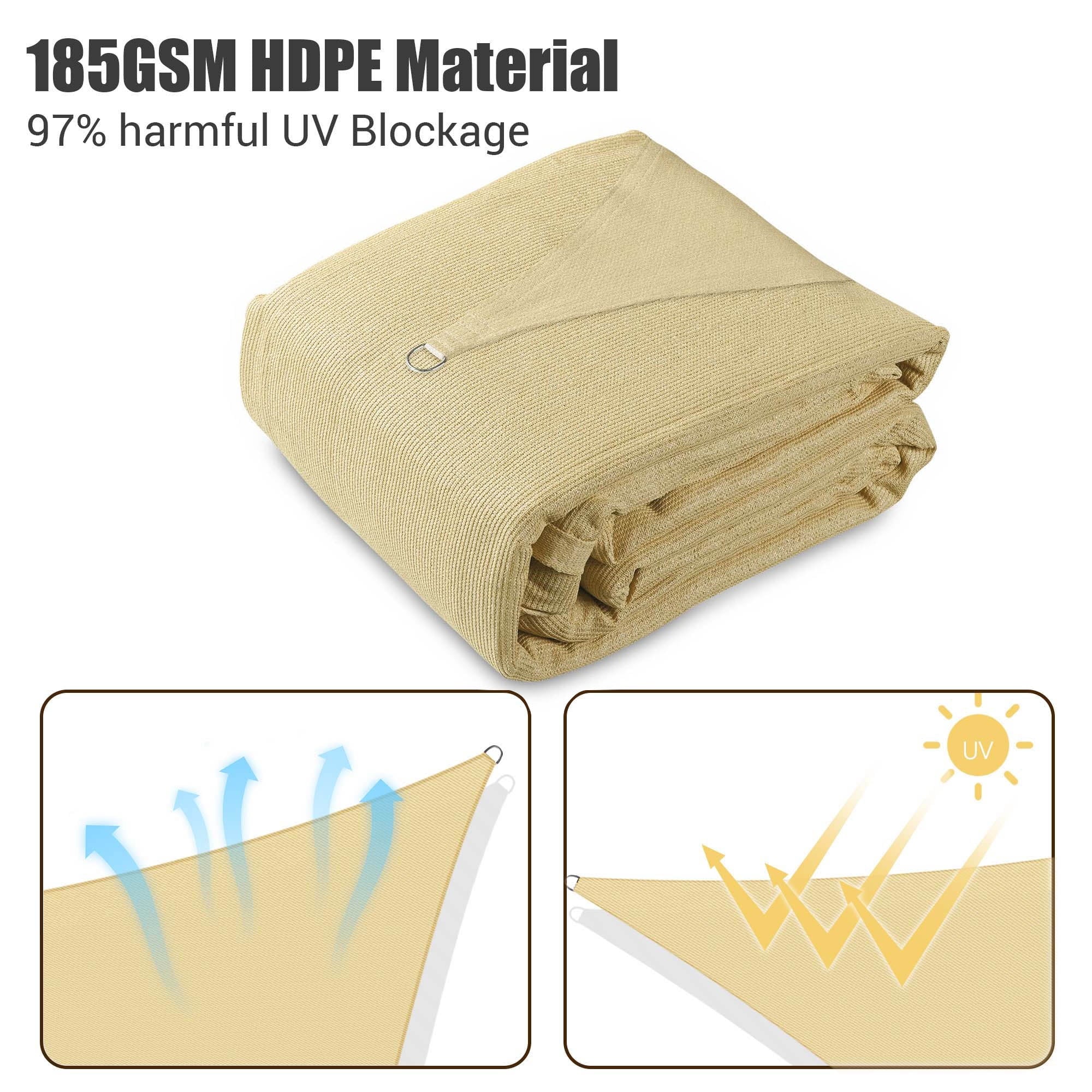 16x12 Ft 97% UV Block Rectangle HDPE Sun Shade Sail Canopy K876