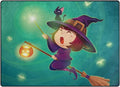 Halloween Flying Little Witch Green Lightweight Carpet Mats Area Soft Rugs Floor Mat Rug L849