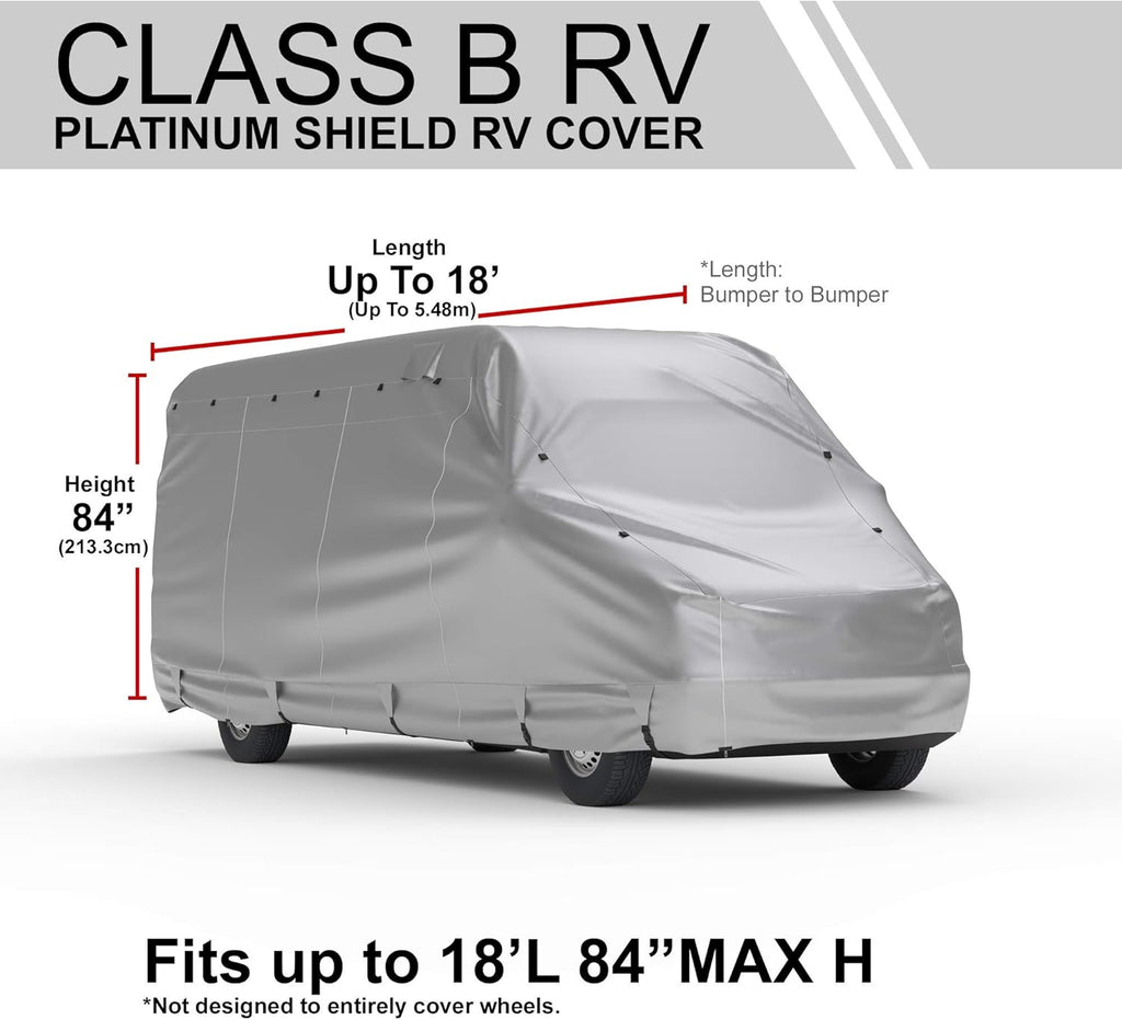 Weatherproof RV Cover for Conversion Van RV 16' - 18' Long with Fleece Lining, Cable Lock, Storage Bag & Wind Straps X721