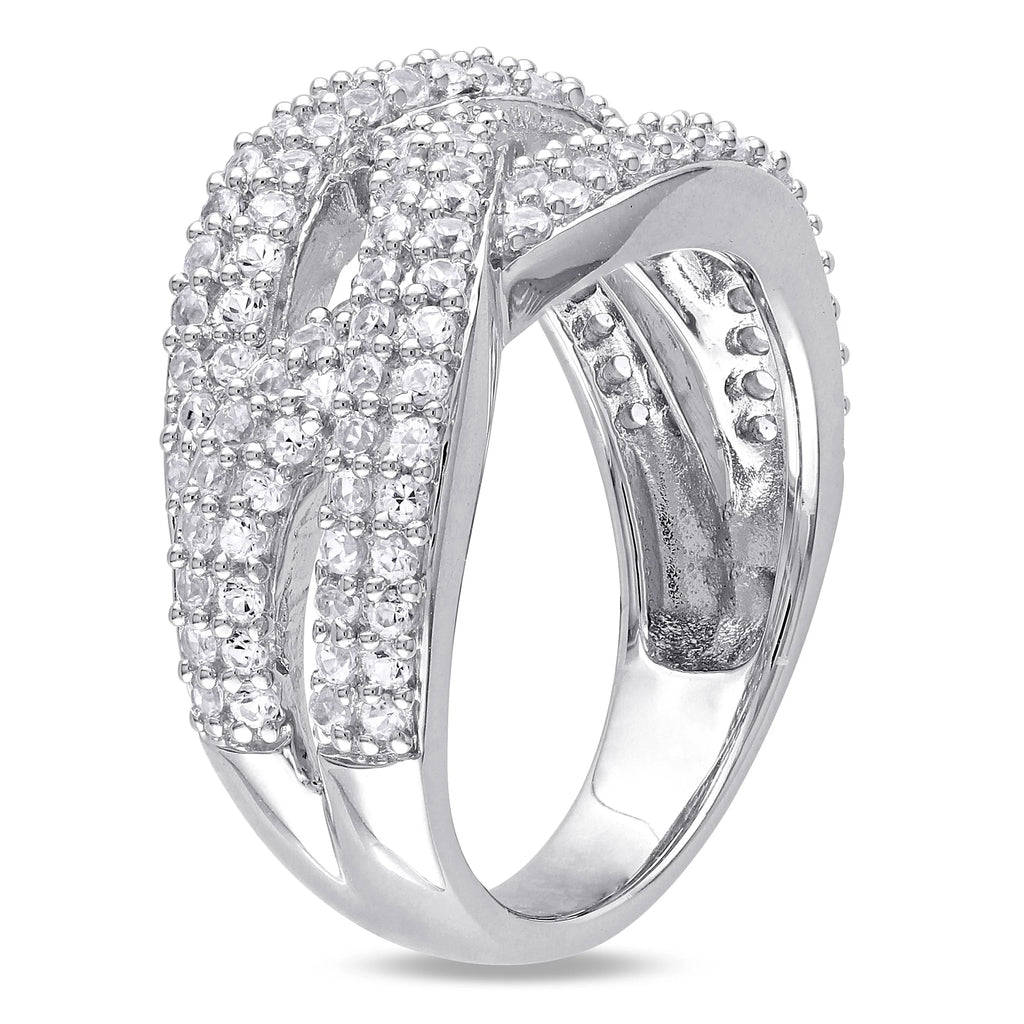 Created White Sapphire Sterling Silver Multi-Row Ring A713