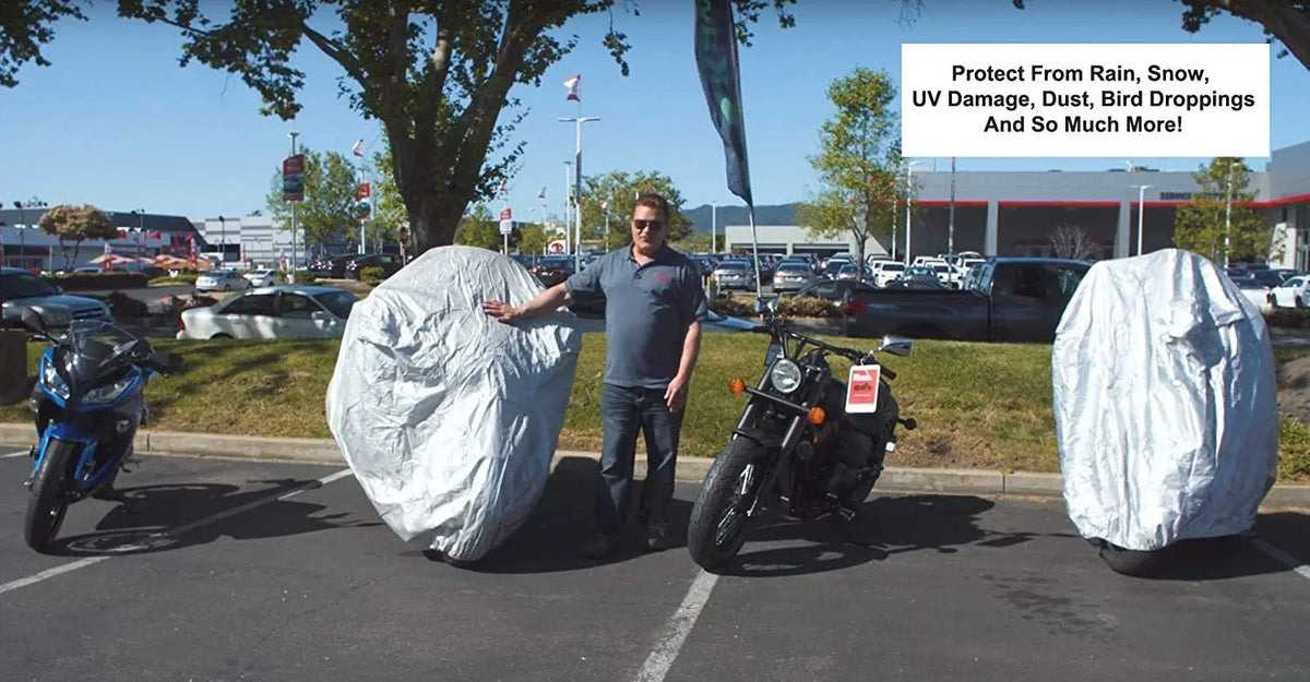 Motorcycle Cover with Reinforced Securing Straps and Storage Bag R627190