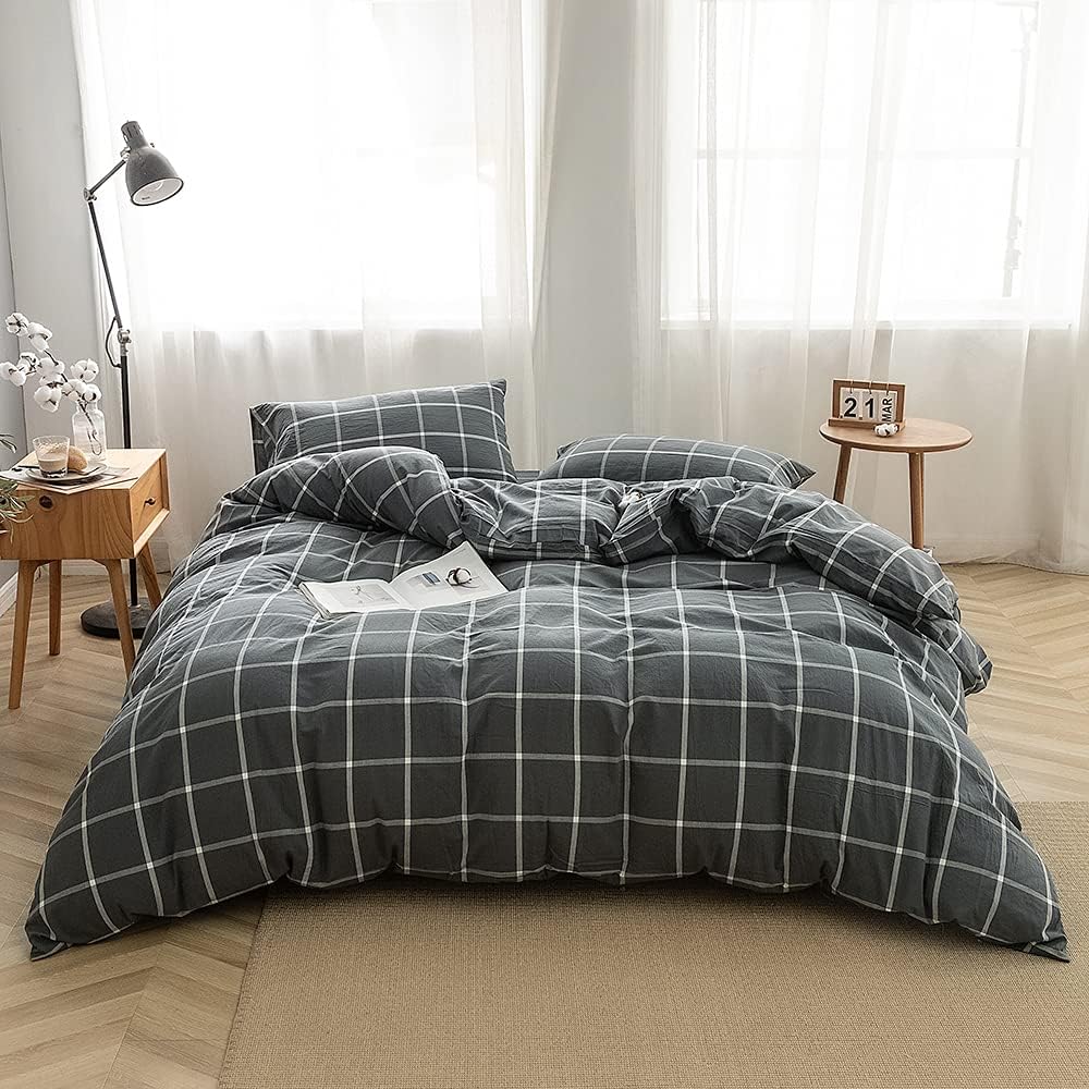 3-Piece Queen Washed Cotton Duvet Cover Set W566