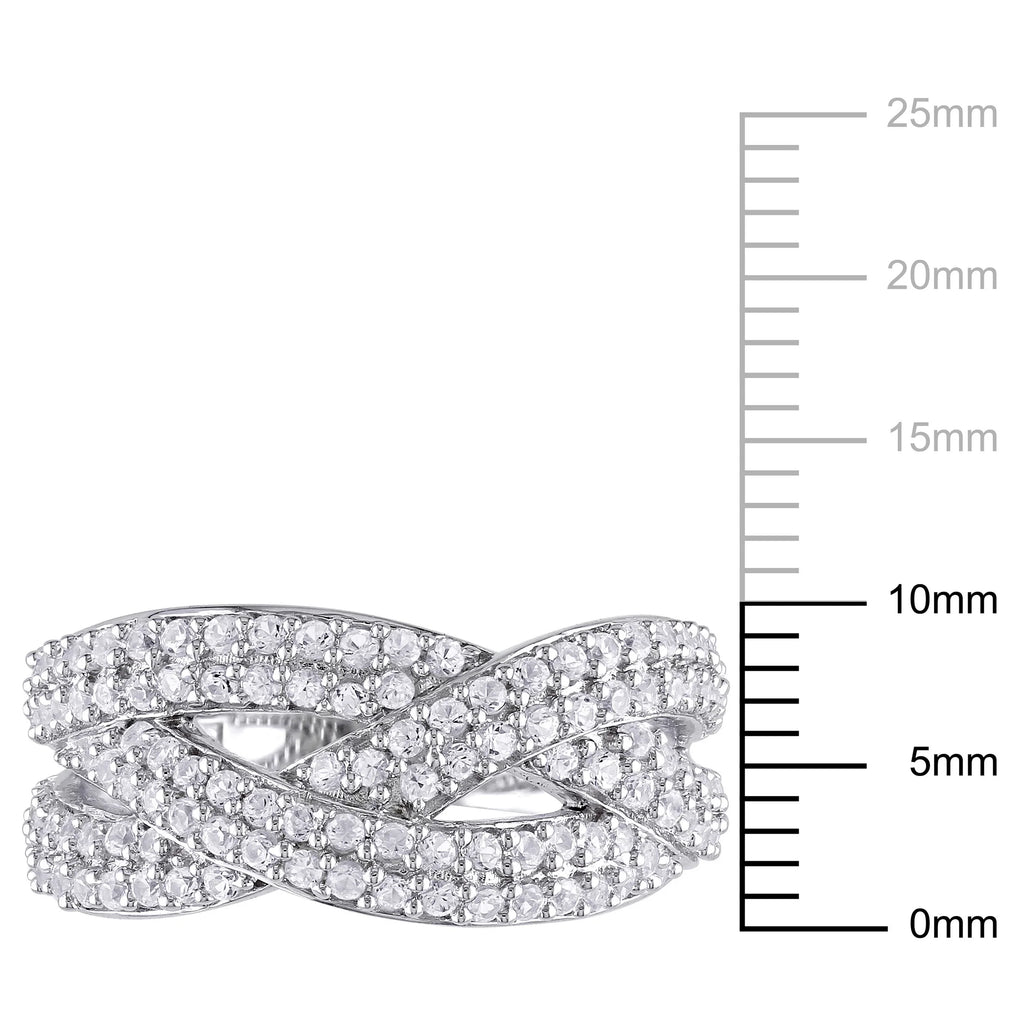 Created White Sapphire Sterling Silver Multi-Row Ring A713