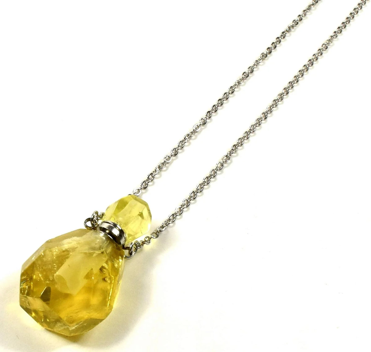 33Mm Golden Citrine Carved Bottle with Stainless Steel Chain A20498