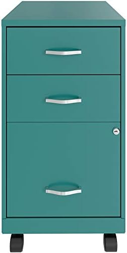 Navy 3 Drawer Metal Mobile File Cabinet with Lock J8501