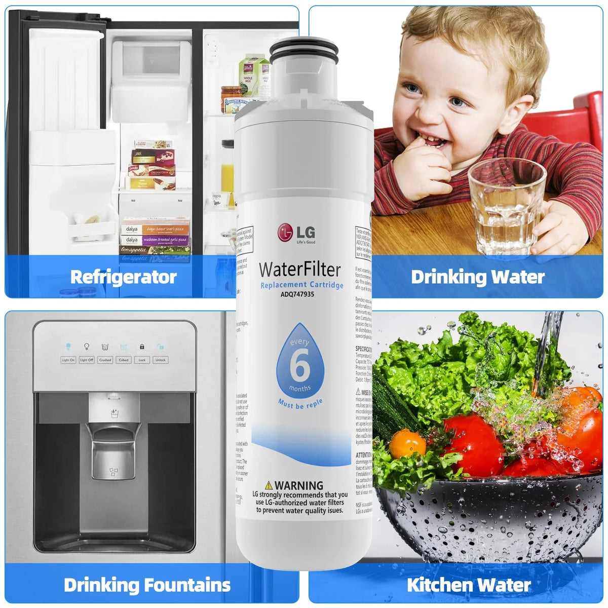 4 Pack Refrigerator Water Filter Replacement A214538