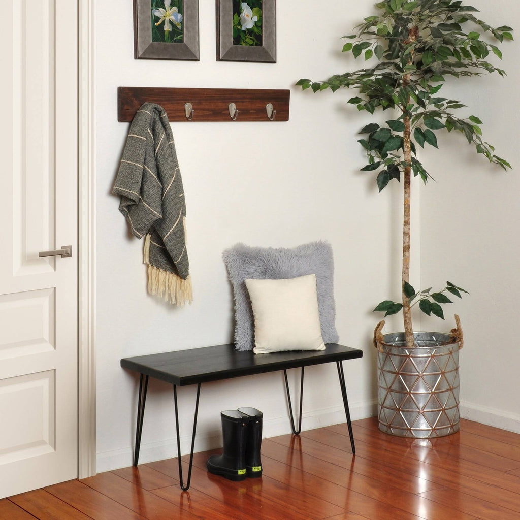 Rustic White Wood Bench Y65310