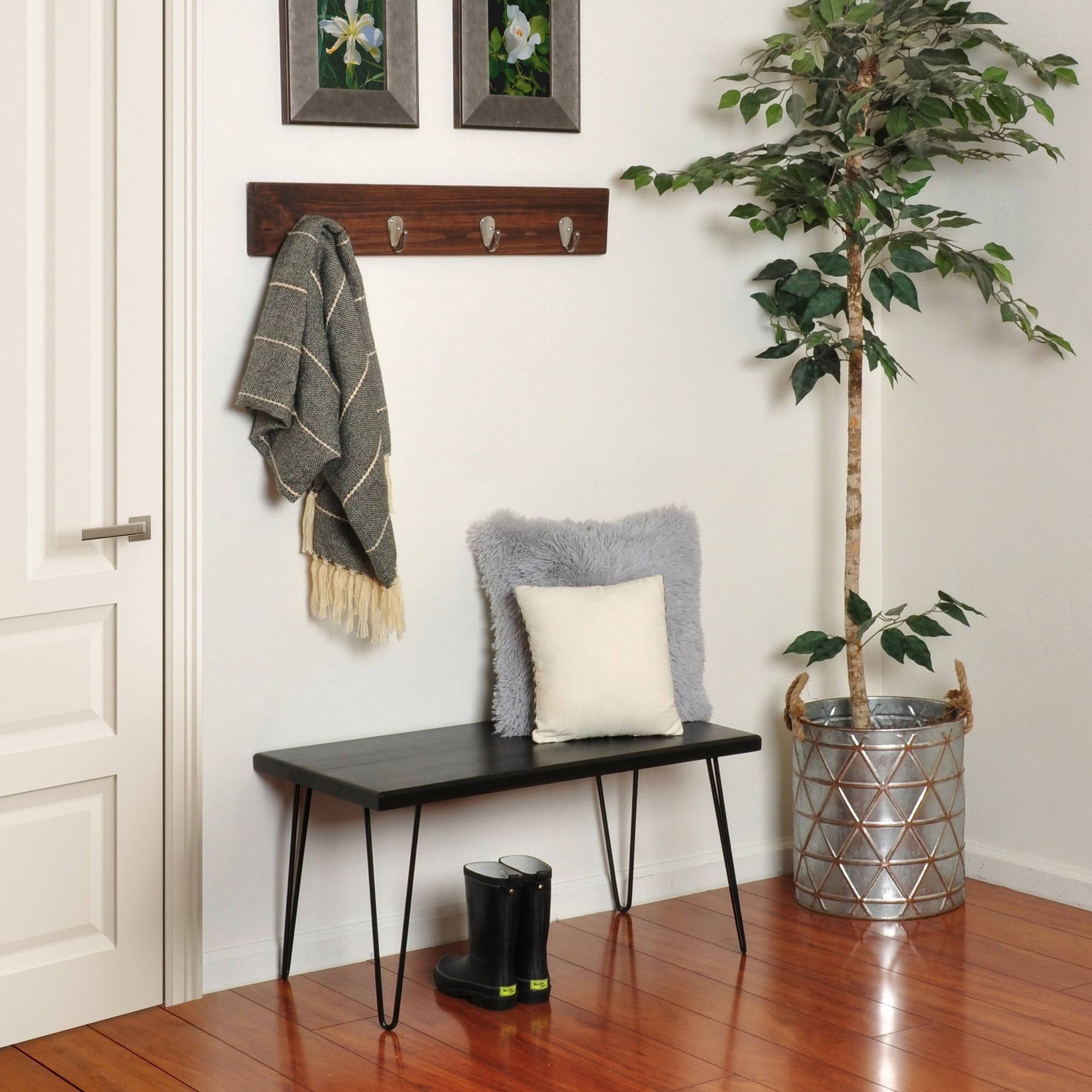 Rustic White Wood Bench Y65310