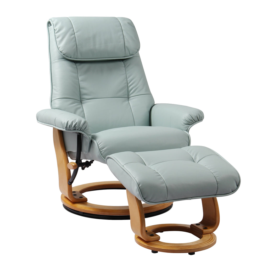 White Top Grain Leather Recliner and Ottoman L6740