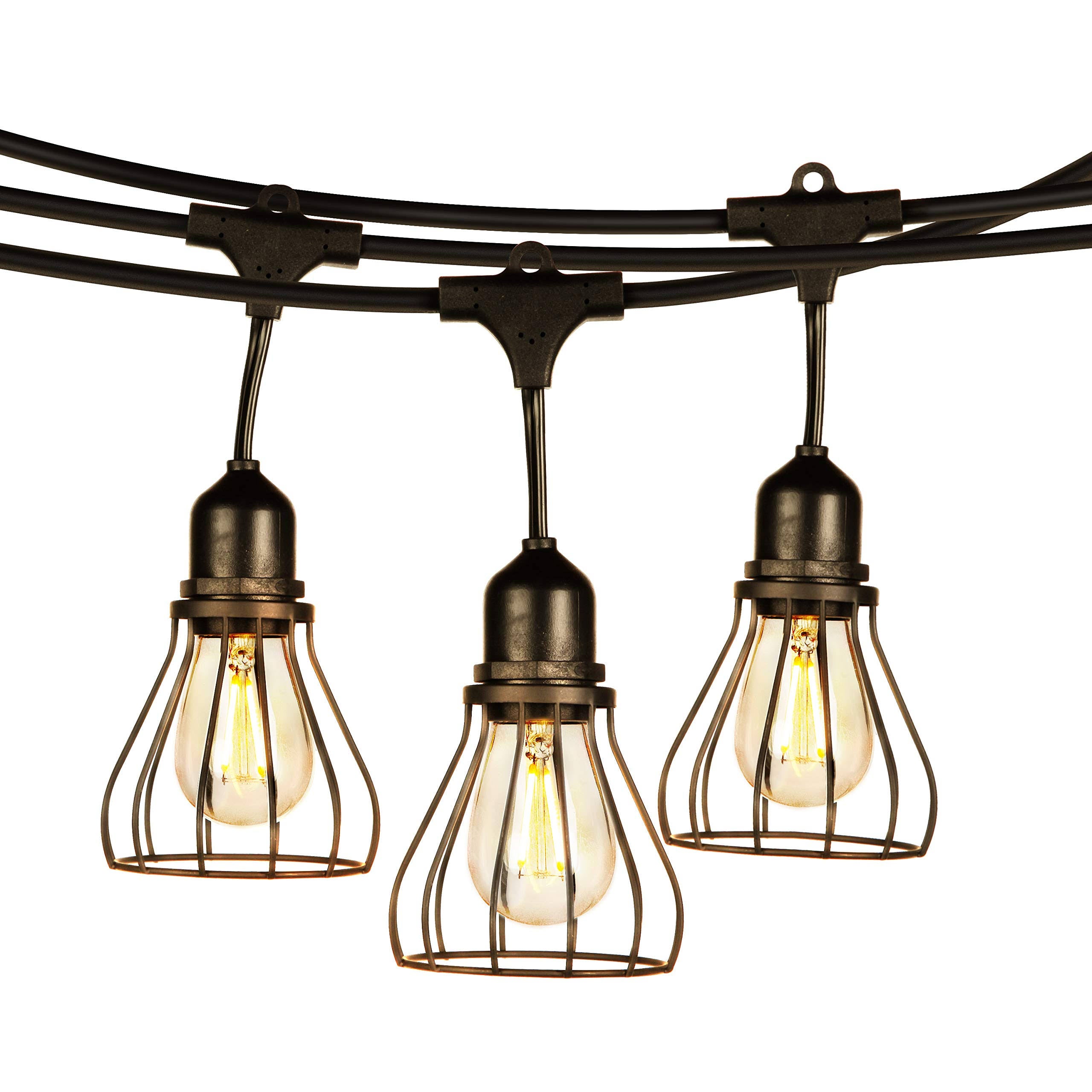 Waterproof LED Outdoor String Lights with Teardrop Cages, 48 ft Q140587