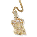 14K Gold Finish Simulated Diamond Religious Charm Pendant Necklace W704