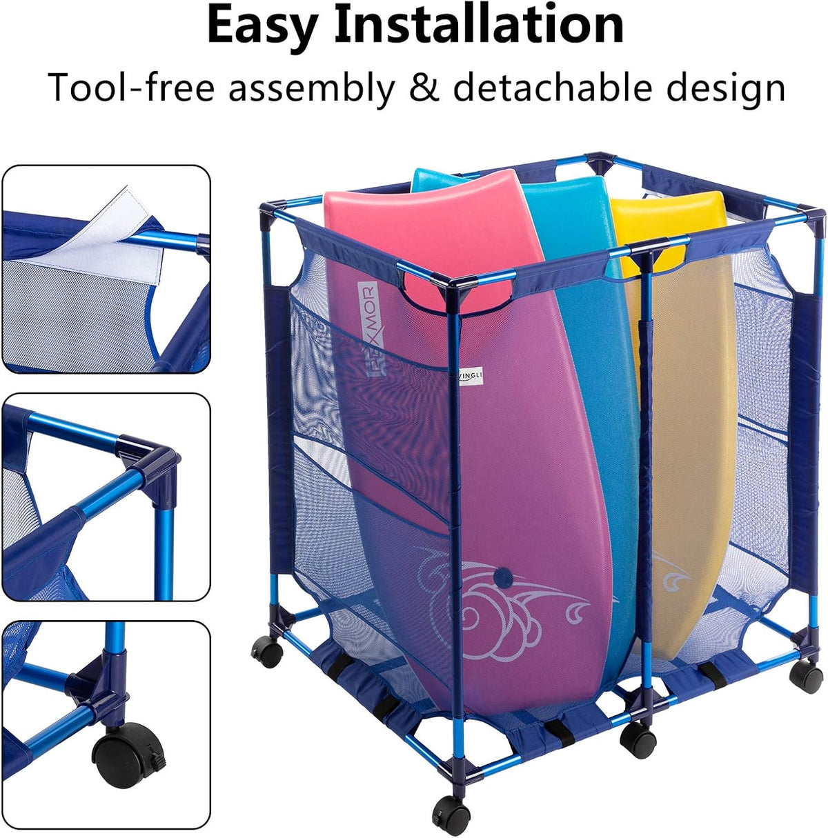 Rolling Mesh Pool Storage Organizer Bin, Pack of 2 V3793