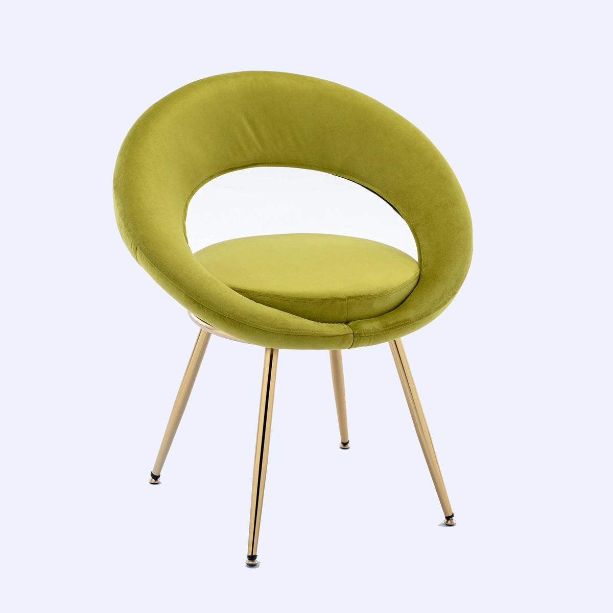 Olive Green Velvet Lounge Chair With Gold Plated Legs A429292