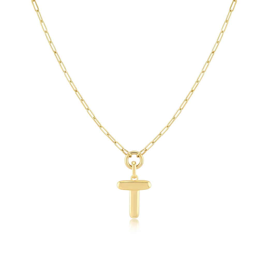 Gold-Filled Initial Necklace with A-Z Pendant Paperclip Chain H27224