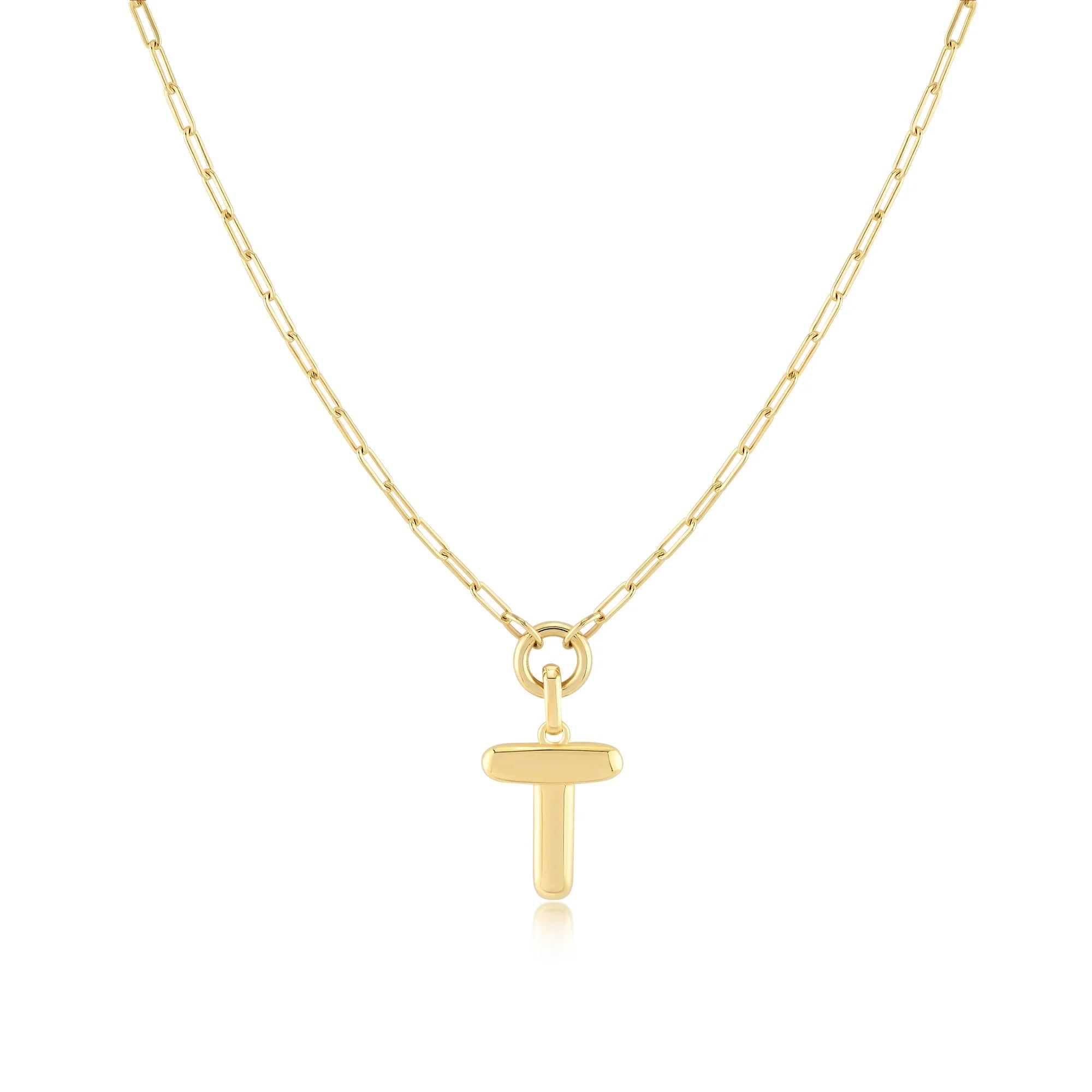 Gold-Filled Initial Necklace with A-Z Pendant Paperclip Chain H27224