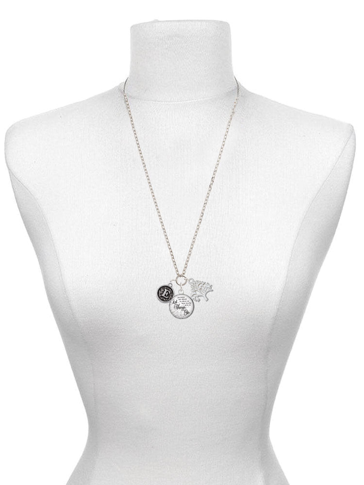 Silvertone Round Charm Necklace, 28" S3718