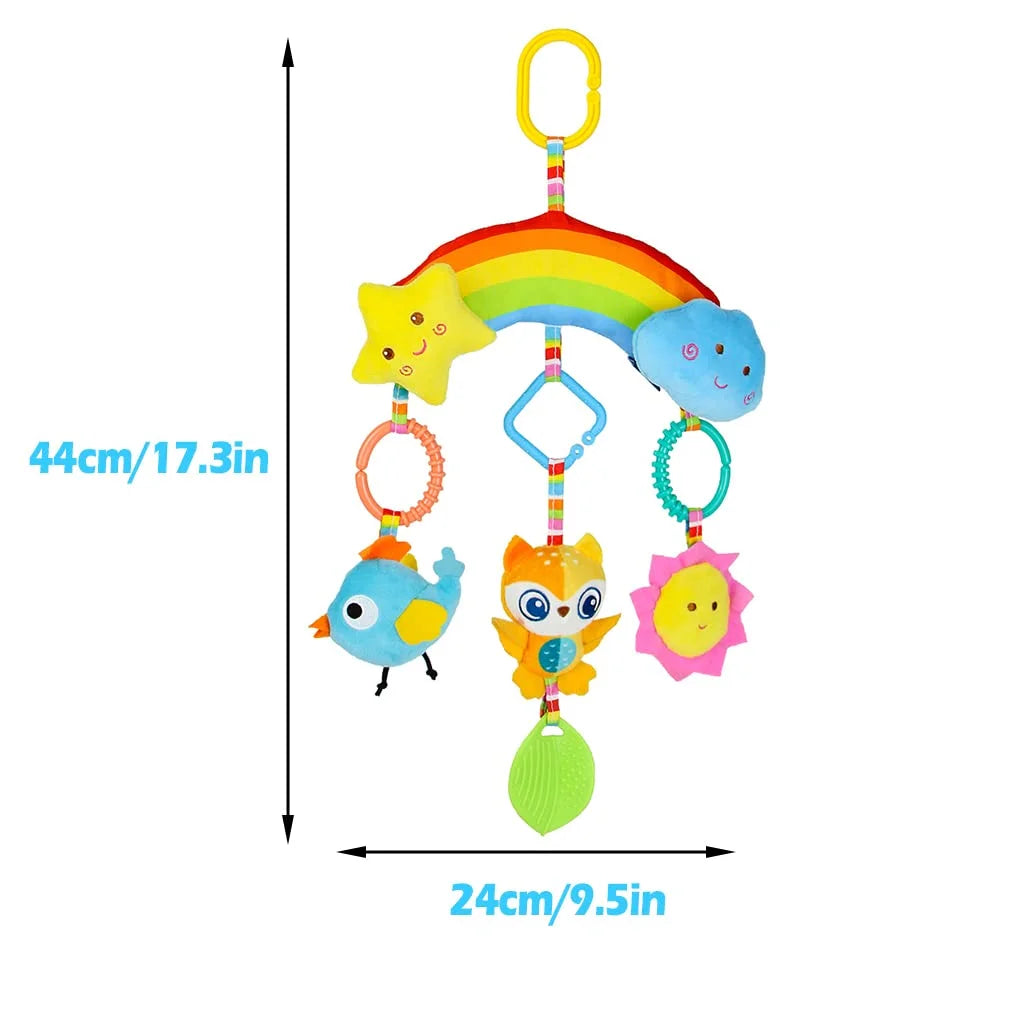 Rainbow Hanging Plush Crib Toys with Teether O137