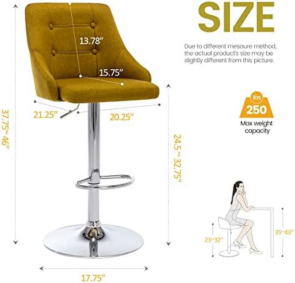 Adjustable Fabric Tufted Swivel Barstool with Back O45129