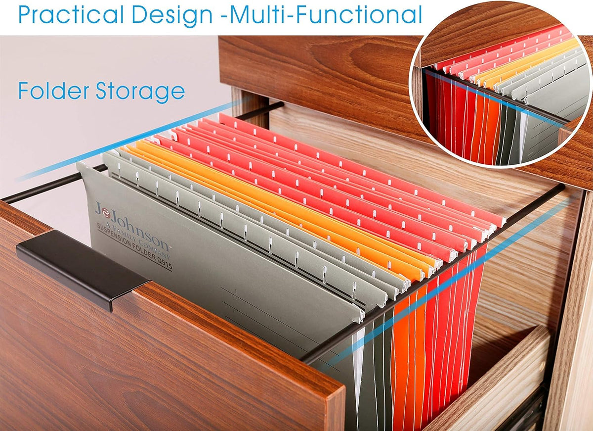 3 Drawer Rolling Wood File Cabinet with Locking Wheels Z160278