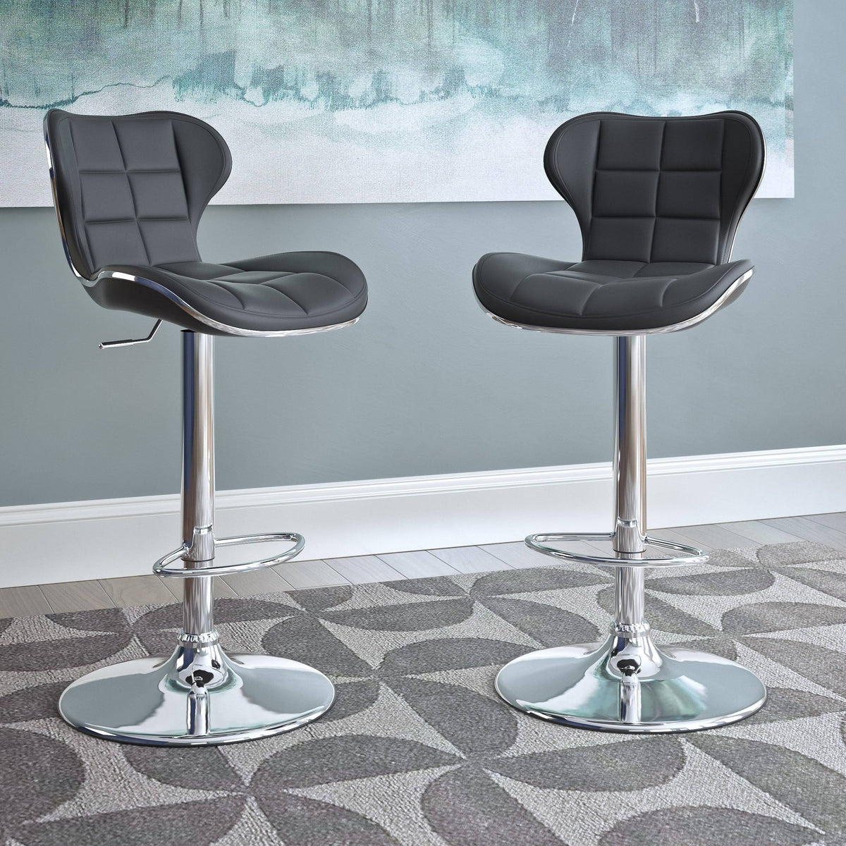 Adjustable Bar Stool (Set of 2) (Black) O754