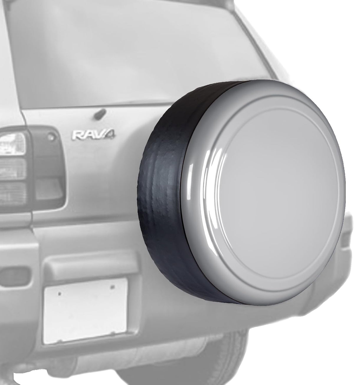 28" Color Matched Rigid Tire Cover for Toyota RAV4 (95-00) - Plastic Face & Vinyl Band - Alpine Silver B2427