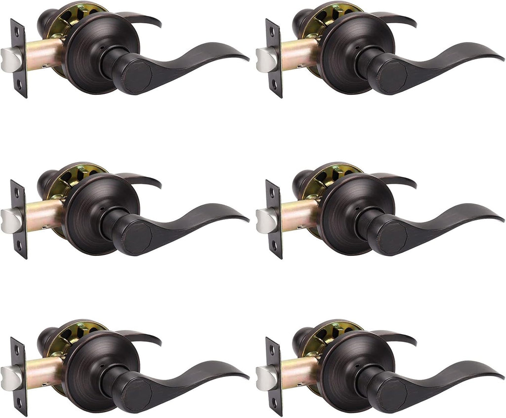 4 Pack Non-Locking Door Lever Set with Oil Rubbed Bronze Finish P65753