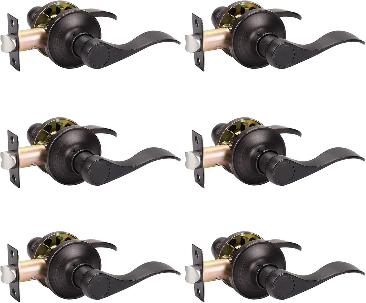 4 Pack Non-Locking Door Lever Set with Oil Rubbed Bronze Finish P65753